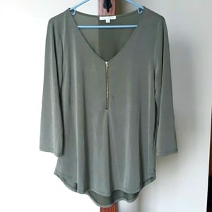 Green Envelope Zippered Top